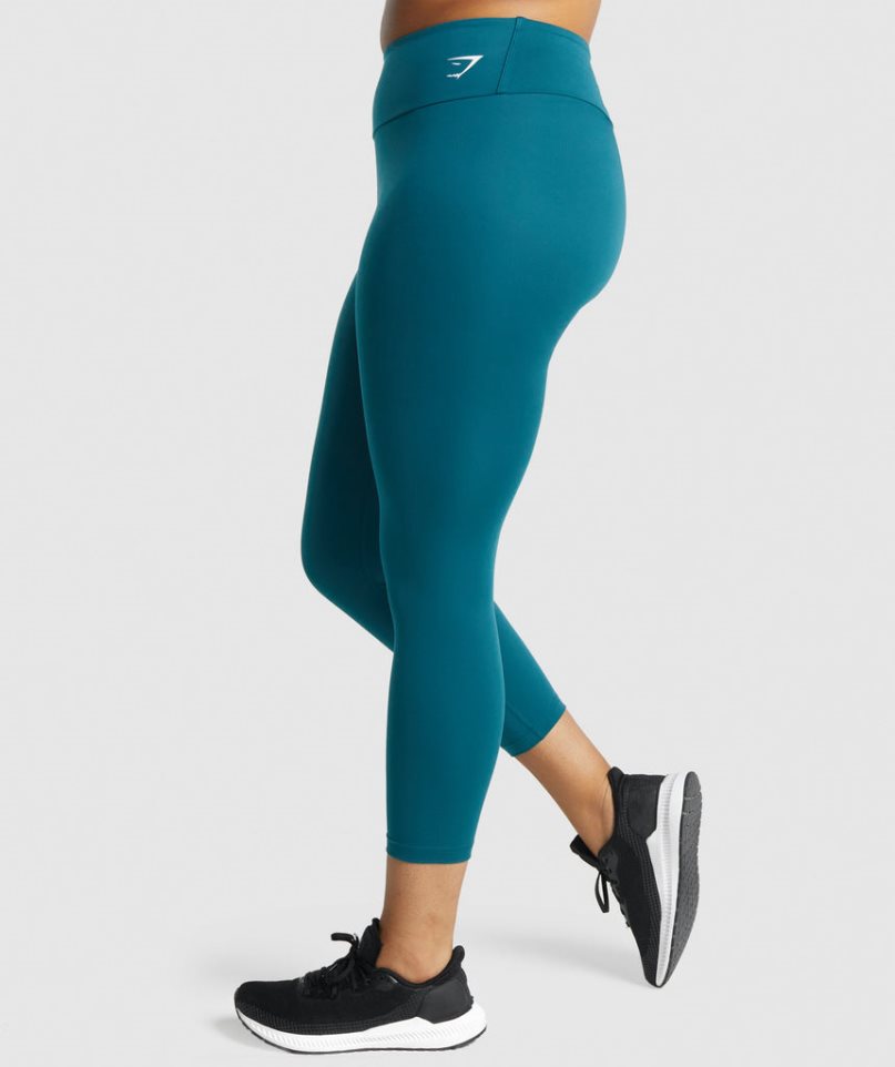 Legginsy Gymshark Treningowe 7/8 Damskie Turkusowe | PL 829KFQ